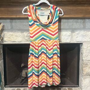 Judith March Colorful Rainbow Chevron Knit Sleeveless Dress Size Small